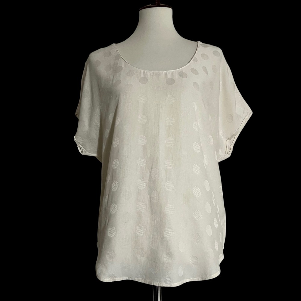 Equipment Femme Silk Polka Dot Top Blouse Ivory Short Sleeve Elegant‎ Size Small